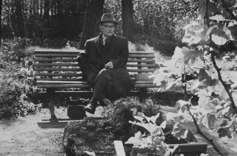 Friedebert Tuglas aiapingil istumas