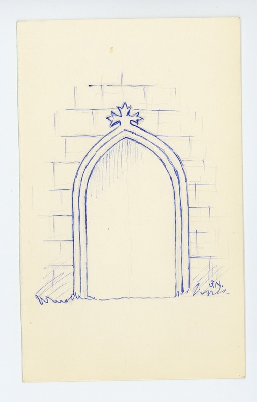 Joonistus: Haapsalu Toomkiriku portaal (Johan Naha järgi)