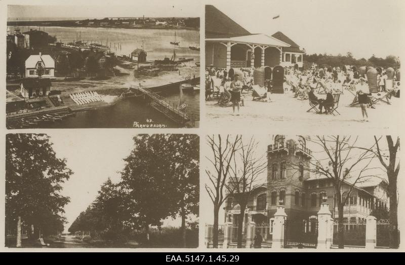 Four views from Pärnu: port, puiestee, beach and Ammende villa