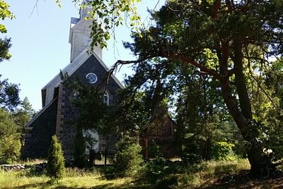 New stone church in Ruhnus 1032. Ruhnu khk, Ruhnu island rephoto