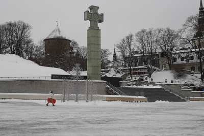 Tallinn, Harjuväravamägi Kiek-in-de Kök in winter. rephoto