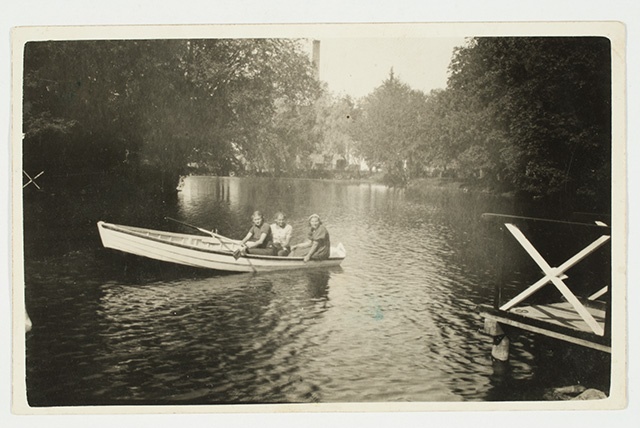 Three women on the Kehtna Tig riding a boat, 1938