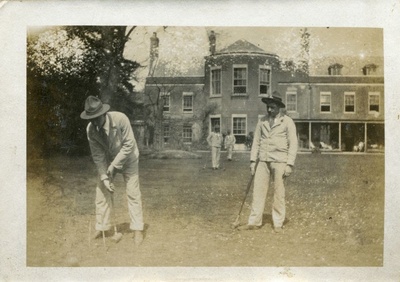 New Zealand patients  playing croquet on back lawn of Forest Park Hotel  similar photo