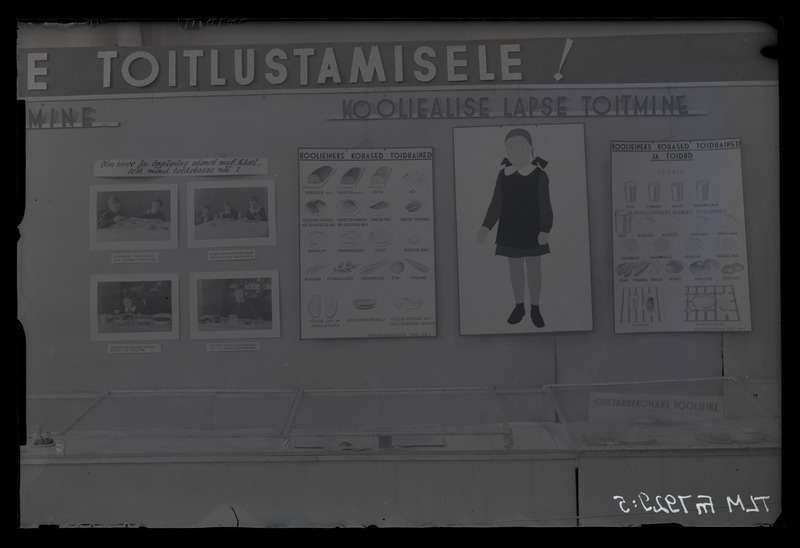 Stend näitusest "Erilist tähelepanu laste toitlustamisele". Lõik "Kooliealise lapse toitmine".