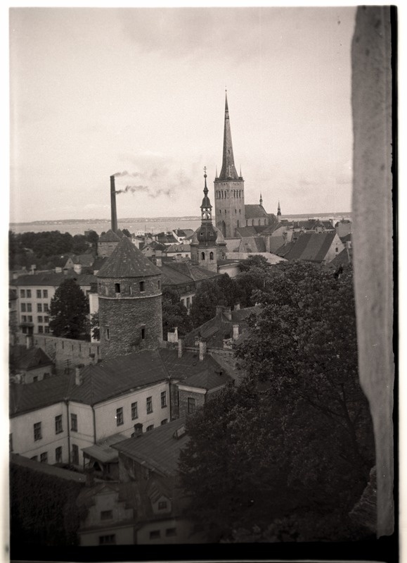 Vaade Toompea nõlvalt Oleviste kiriku suunas.