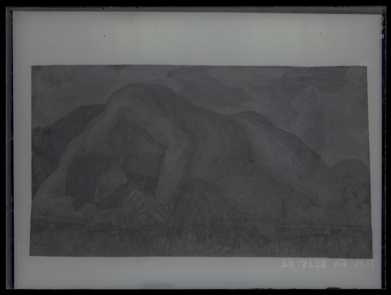 K. Raud "Kalevipoja surm", söejoonistus 1935. aastast.