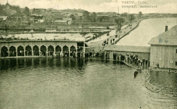 Swimming pool (arh. A. Matteus). Spring flood. Tartu, 1931.