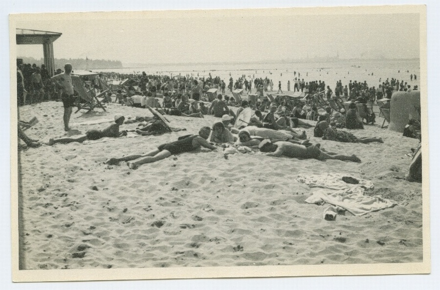 Tallinn, Pirita beach during the swimming season, in the back of the sea beach.