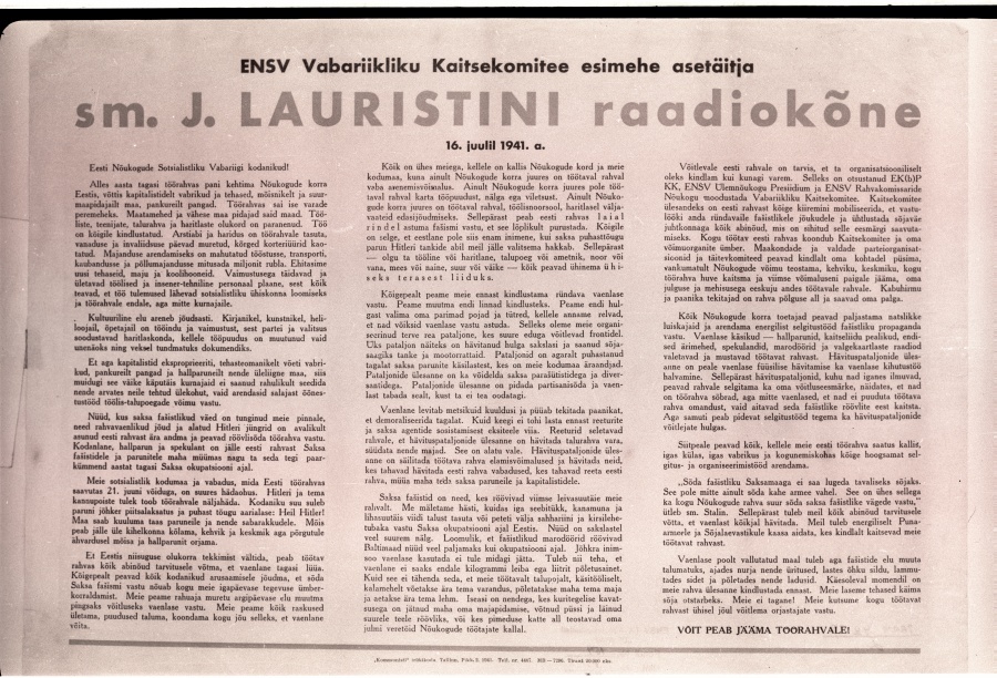 J. Lauristini raadiokõne