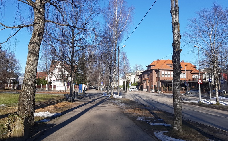 Photo postcard, view on Pärnu Supelus Street during the Great Water.1924 rephoto