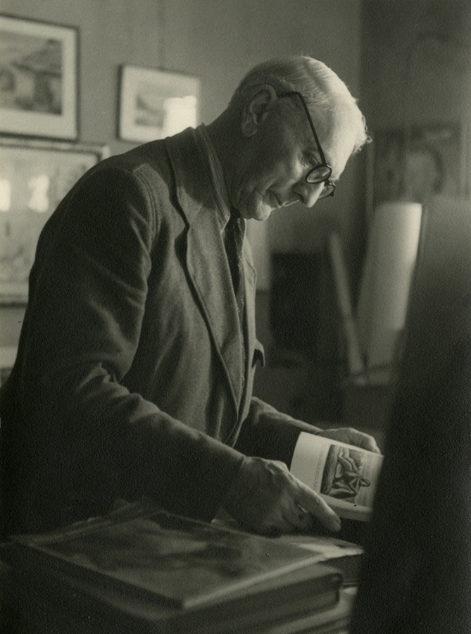 Karl Burman, poolportree Burmanist raamatut sirvimas