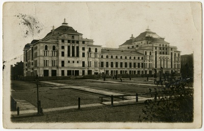 Estonia teatri vaade Uue turu poolt, vaade hoonele. Arhitektid Armas Lindgren ja Wivi Lönn  duplicate photo