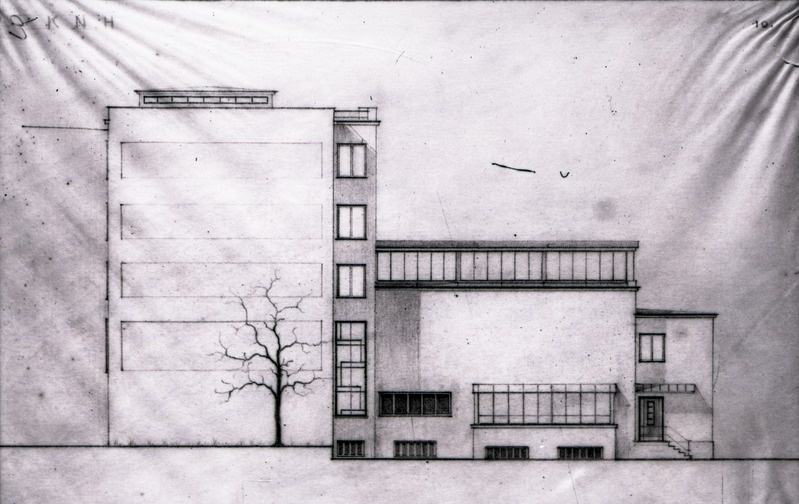 Tallinna Kunstihoone võistlustöö märgusõnaga "KNH" - I preemia, projektifoto, külgvaade. Arhitekt Anton Soans