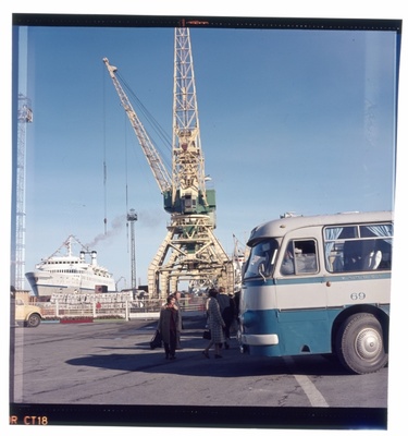 Tourists in the port. A lot of bus in the port.  similar photo