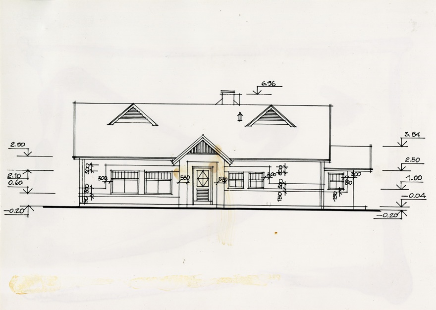 Lihula baari projektifoto, fassaadijoonis. Arhitekt Helgi Margna