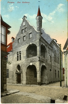 Pärnu raekoja juurdeehitus, vaade hoonele. Arhitekt Wilhelm Bockslaff  duplicate photo