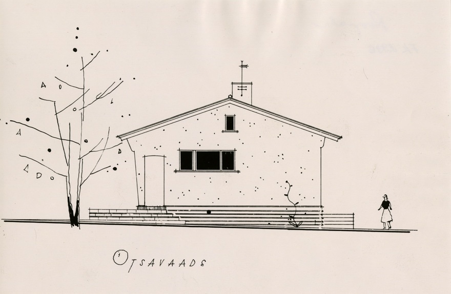 Eramu projektifoto, otsavaade. Arhitekt Henn Roopalu