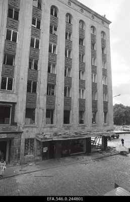 View after the bomb explosion in the Freedom Square.  similar photo