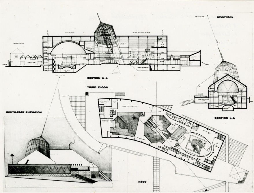 Arctic Center Rovaniemi konkursitöö "Silverwhite", projektivaated. Arhitektid Ain Padrik, Vilen Künnapu, Lennart Meri