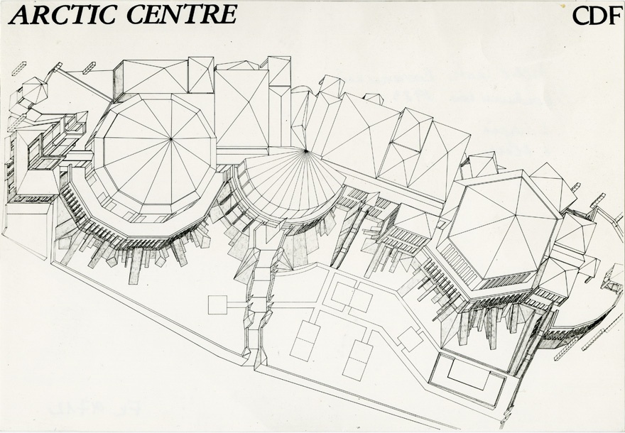 Arctic Center Rovaniemi konkursitöö "CDF", projektjoonis. Arhitektid Leonhard Lapin, Andres Alver
