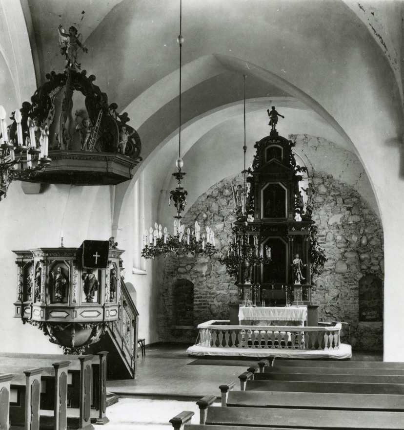 Palamuse Bartholomäuse kirik, sisevaade itta. Rek Reinhold Guleke 1885; Ernst Kühnert 1929