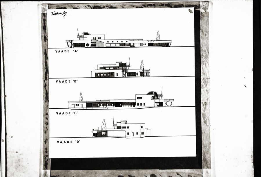Toila kauplus, võistlusprojekt "Tsiolkowsky", vaated a-d