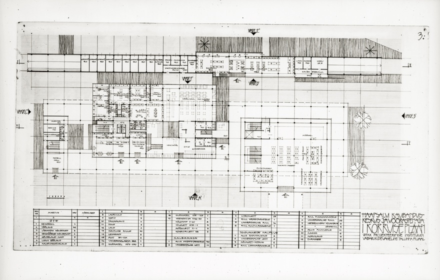 Haapsalu kaubanduskeskus-võõrastemaja, 1. korruse plaan, planšetifoto. Arhitekt Koidu Lassmann