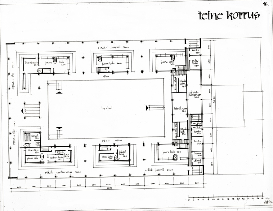 Keskturu paviljon (eskiisprojekt), Variant 2: 2. korruse plaan. Arhitekt Olga Bruns