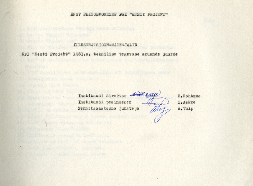 RPI Eesti Projekt fotoalbum 1983. aasta tehnilise tegevuse aruande juurde