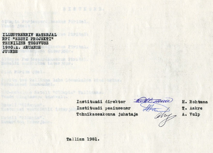 RPI Eesti Projekt fotoalbum 1979. aasta tehnilise tegevuse aruande juurde, sise- ja välisvaated