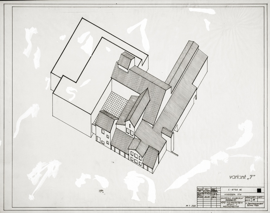 Saaremaa kaubamaja juurdeehitus (variant 7), aksonomeetria. Arhitektid Ilmar Jalas, Eva Hirvesoo