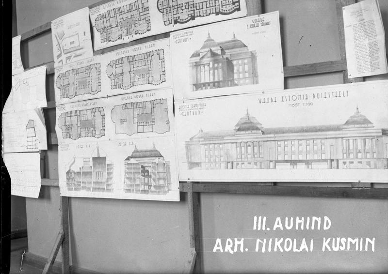 Estonia rekonstrueerimise konkursitööde näitus, III koht, näituse tööde pildistus. Arhitekt Nikolai Kusmin