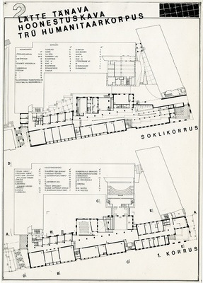 Lätte tänava hoonestuskava, TRÜ Humanitaarkorpus, projekt "Poeet ja idioot", korruste plaanid. Arhitekt Tiit Trummal  duplicate photo