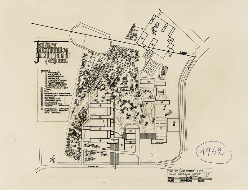 TPI / TTÜ kompleksi projekt, asendiplaan. Arhitektid Uno Tölpus, Henno Sepmann, Olga Kontšajeva