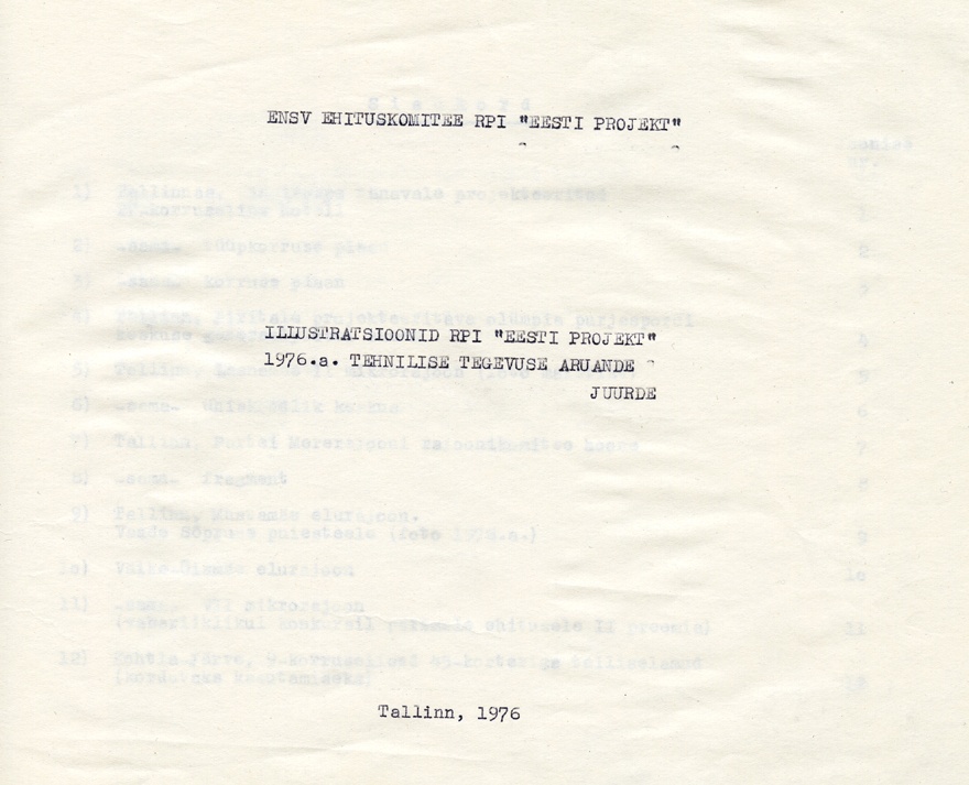 RPI Eesti Projekt fotoalbum 1976. aasta tehnilise tegevuse aruande juurde