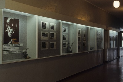 Tallinna 4. keskkool Kristiines, loosungite ja plakatitega koridor  similar photo