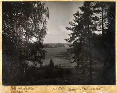 View of the buildings of Sänna Manor remotely  duplicate photo