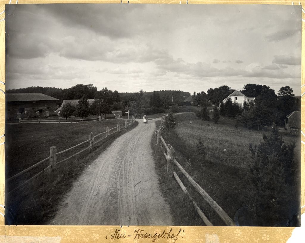 Road to the manor buildings of Vastse-Prangl, the manor building of the trees on the right