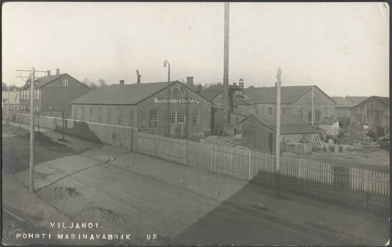 fotopostkaart, Viljandi, Vaksali tn 17, U. Pohrt'i masinavabrik, u 1905, foto J. Riet