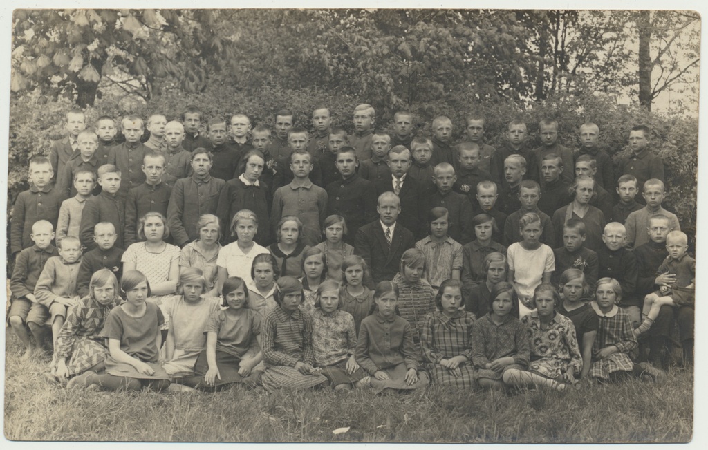 foto, Kolga-Jaani khk, Lalsi algkool, õpilased 1929