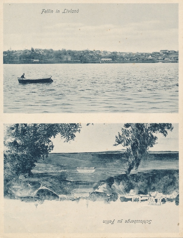 trükipostkaart 2 vaadet, Viljandi järv, lossimäed, u 1905
