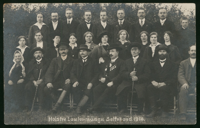 fotopostkaart, Paistu khk, Holstre Laulu-mängu seltskond, 1916, foto H. Silk