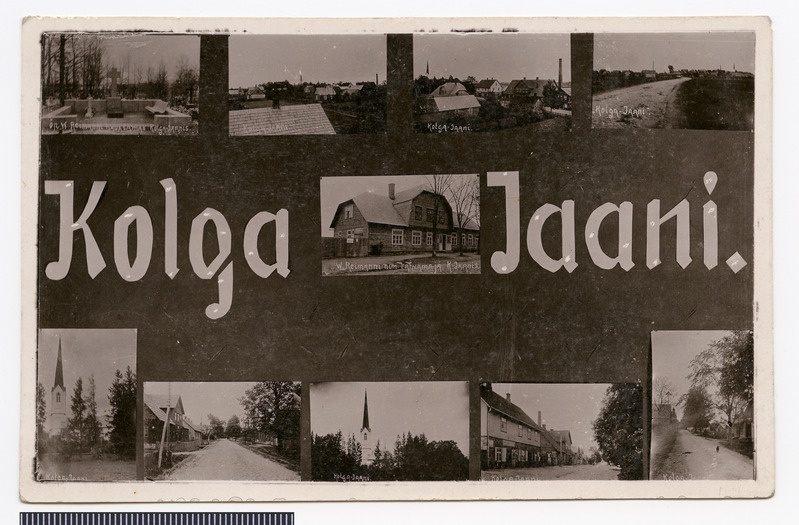 fotopostkaart, Kolga-Jaani khk, Kolga-Jaani 10 vaadet, keskel rahvamaja, 1935