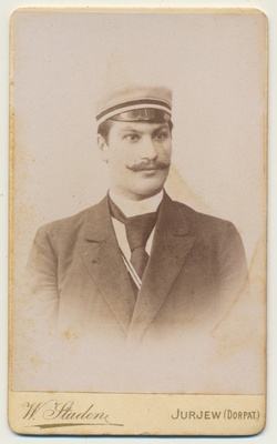 foto, TÜ vilistlane, Valtin? mees, pühendus 10.09.1899 notar Gustav Seen'ele, foto W.Staden Jurjew  duplicate photo