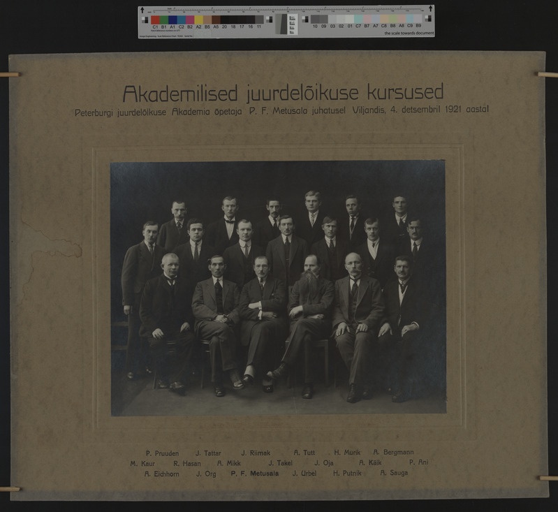 pappalusel foto Akadeemilised juurdelõikuse kursused, juh P. F. Metusala, 04.12.1921