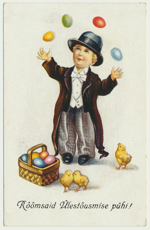 piltpostkaart Rõõmsaid Ülestõusmispühi, 1937