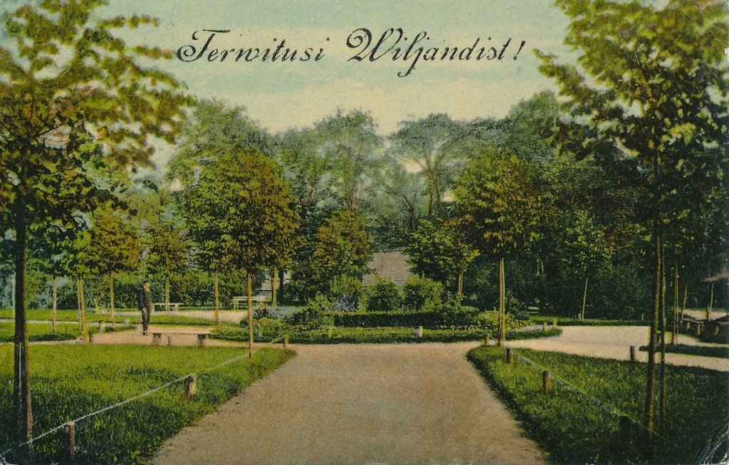 koloreeritud postkaart Viljandi Lastepark
