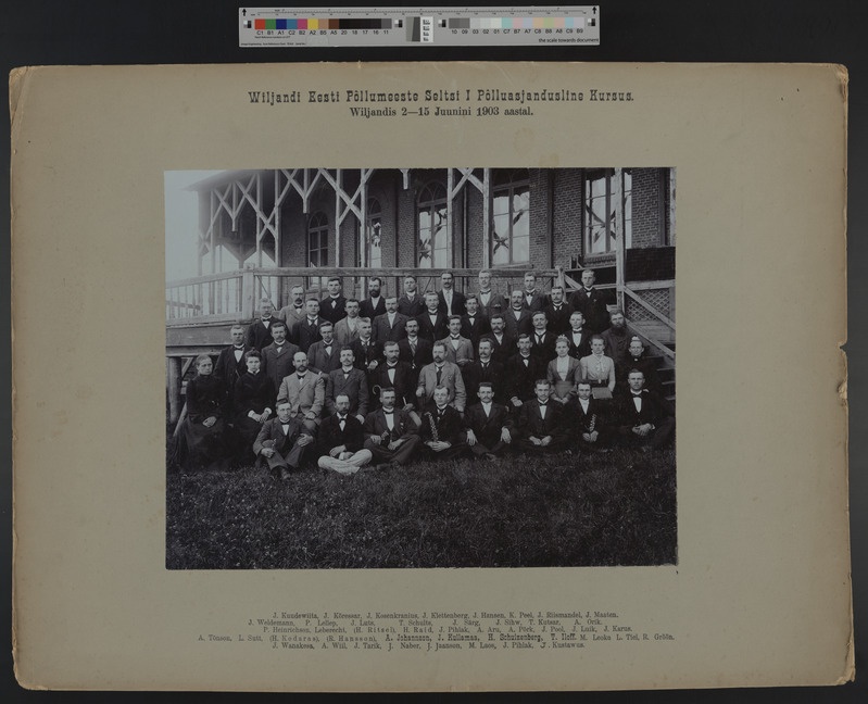 foto Viljandi Eesti Põllumeeste Seltsi I põllumajandus'e kursus, juuni 1903, foto J. Riet