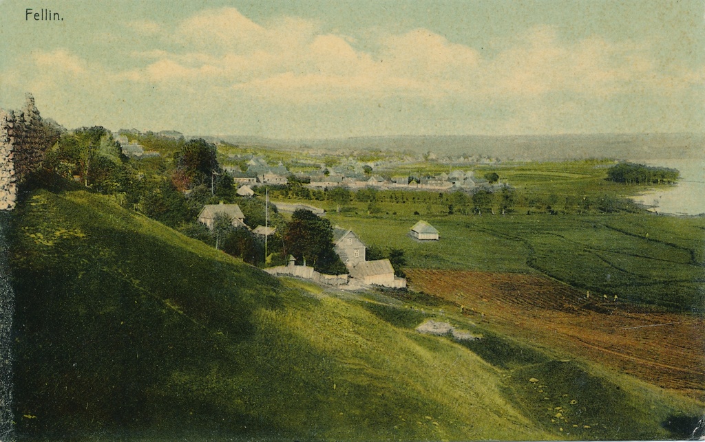 koloreeritud postkaart Üldvaade Viljandile Kaevumäelt