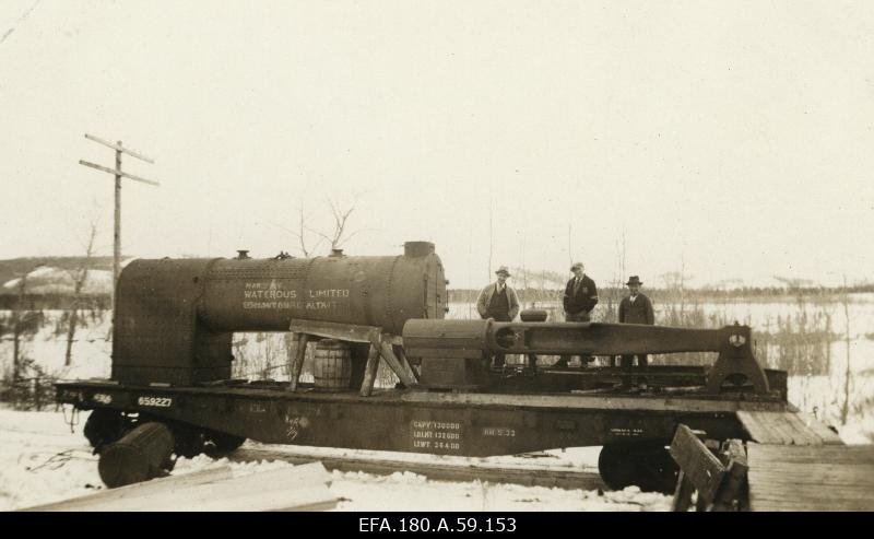 The new steam engine on the railroad is the peace River mill factory.